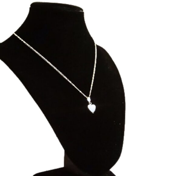 Petite Embellished Silver Heart Necklace - Picture 1 of 5